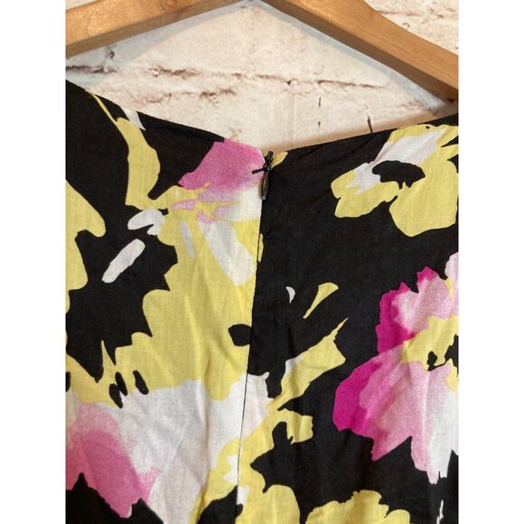 Old Navy Maxi Dress Womens 12 Black Pink Watercolor Floral Full Length Flowy Zip - Picture 15 of 16